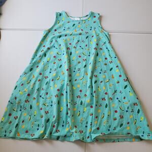 Hanna Andersson Dress Girls 14-16 Green Fruit Veggie Print Sleeveless Swing